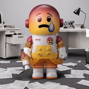 POP MART 100% Mega Space Molly Emoji Series OPEN BOX- A Trying Situation